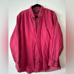 Hunt Club Men's Button-Down Long Sleeve Shirt in Raspberry Pink